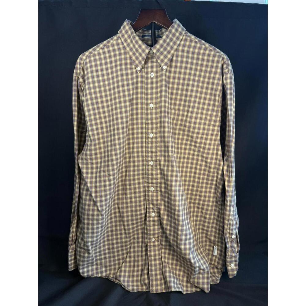 Daniel‎ Cremieux Shirt Mens Large Plaid Button Down Italian Fabric Casual Dress